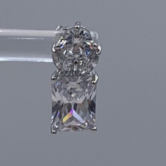 Earrings, solid 925 sterling silver, 5 star lab CZ, articulated drop, NWOT - Picture 5 of 13